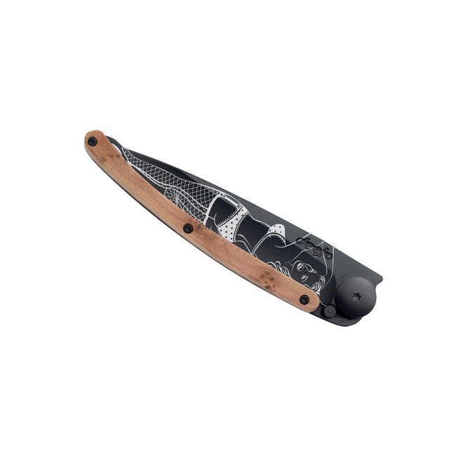 Deejo Tattoo sklopivi nož Black juniper wood Pin up