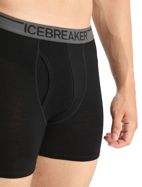 Icebreaker Anatomica muške bokserice s otvorom, crne