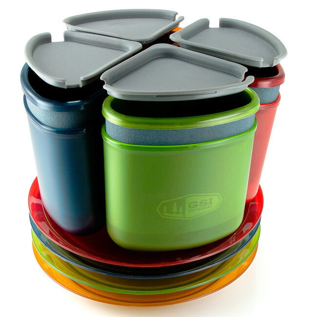 GSI Outdoors Infinity 4 Person Compact Tableset kamping set posuđa za 4 osobe, Multicolor
