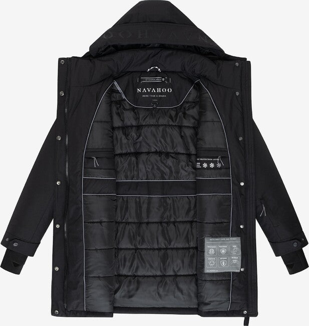 Navahoo FROSTKUSS 14 parka zimska ženska s odvojivom kapuljačom i remenom, crna