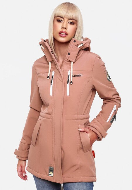 Marikoo Zimtzicke ženska softshell jakna zimska s kapuljačom, terakota