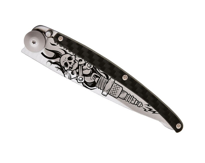 Deejo Tattoo sklopivi nož Serration titan carbon fiber Biker