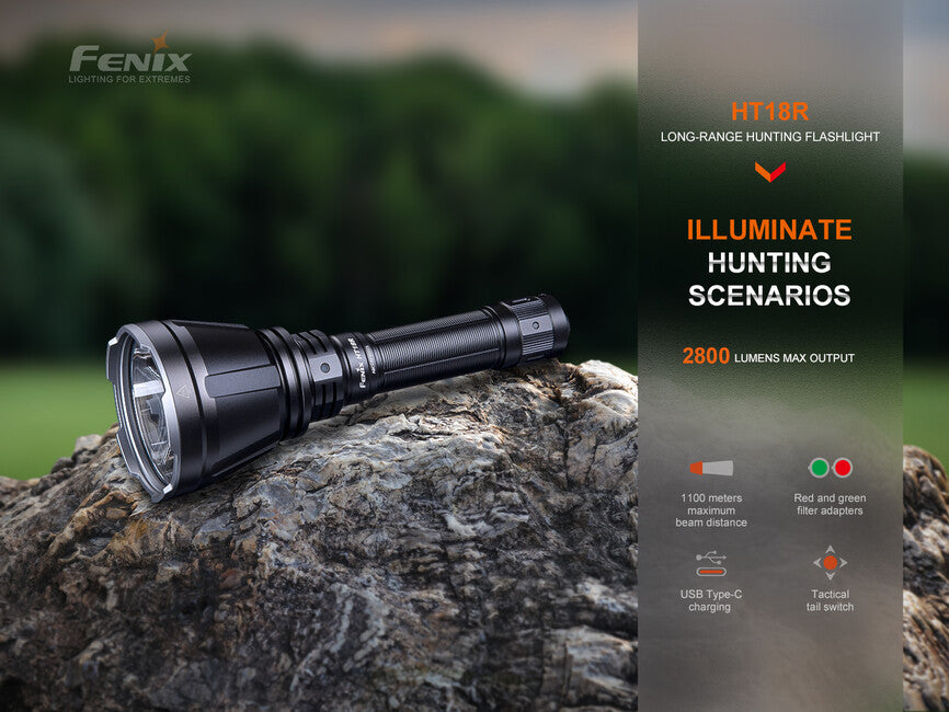 Fenix HT18R set lovačke svjetiljke s kabelskim prekidačem AER-05 i montažom na oružje ALG-18 kit, kabelskog prekidača aer-05 i montaže na oružje alg-18 kit
