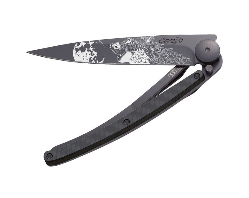 Deejo Tattoo sklopivi nož Howling, crni carbon