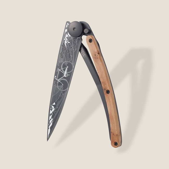 Deejo Bicycle sklopivi nož Black tattoo juniper wood