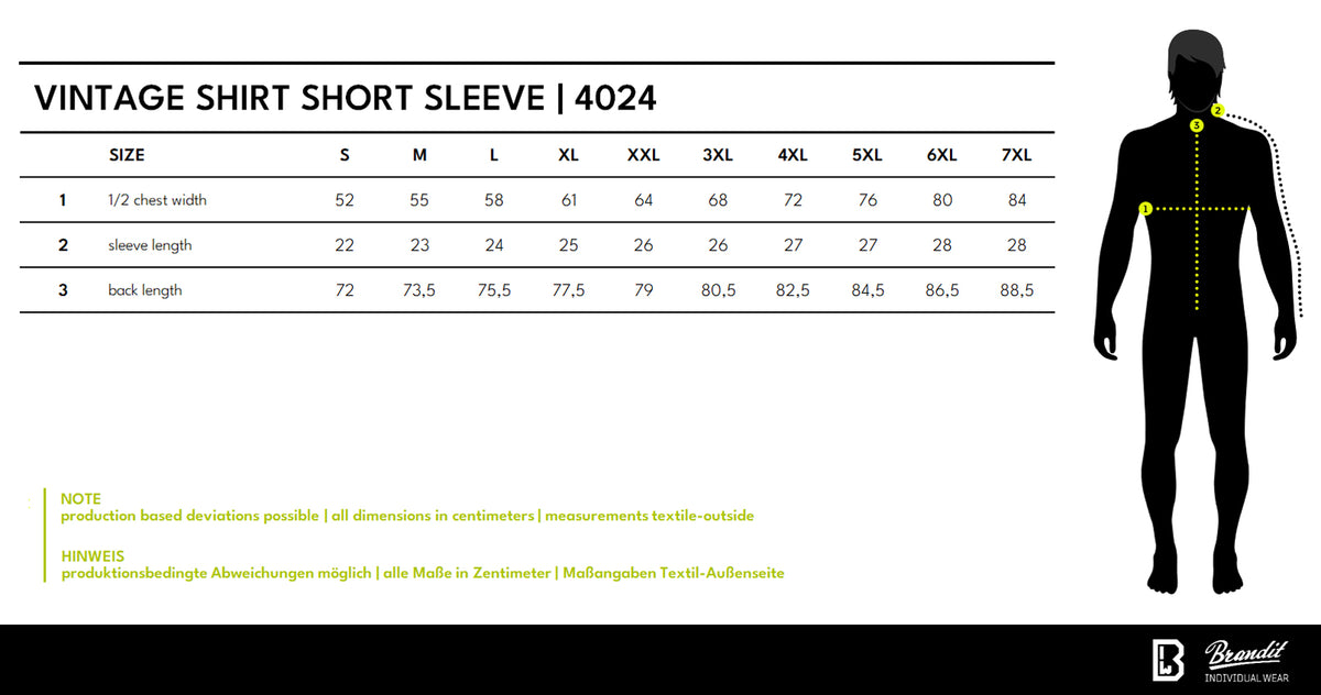 Veľkostná tabuľka Vintage Shirt Short Sleeve