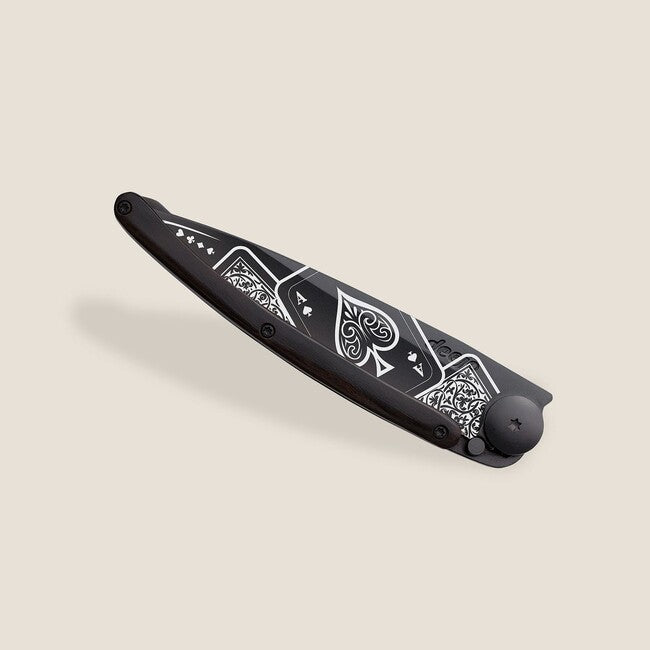 Deejo Black tattoo biker sklopivi nož ebony wood Good Luck