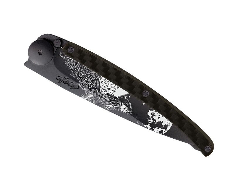 Deejo Tattoo sklopivi nož Howling, crni carbon