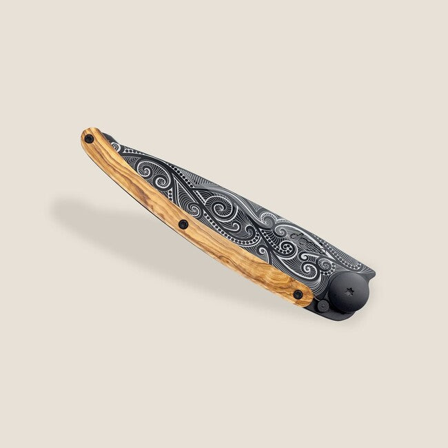 Deejo Black tattoo sklopivi nož olive wood pacific