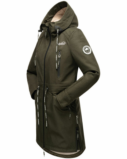 Marikoo Racquelle softshell jakna ženska s kapuljačom, maslinasto zelena