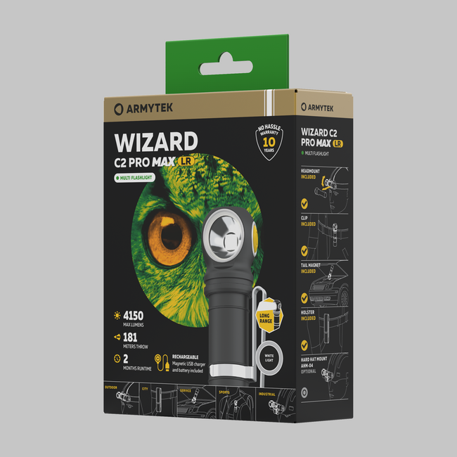 ArmyTek Wizard C2 Pro Max LR džepna svjetiljka LED s klipom na remen, s torbom, napajanje iz akumulatora, 4150 lm, White
