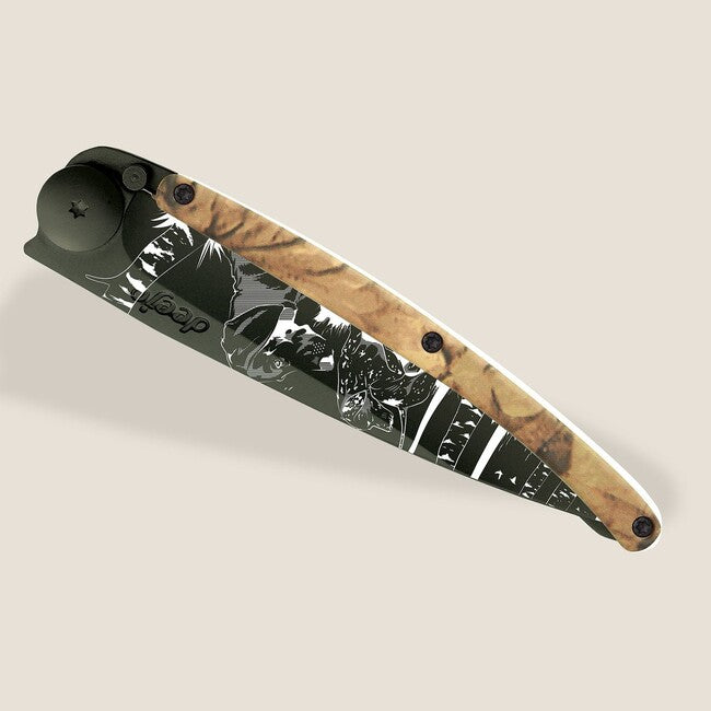 Deejo Tattoo sklopivi nož black brown camo Hunting Day