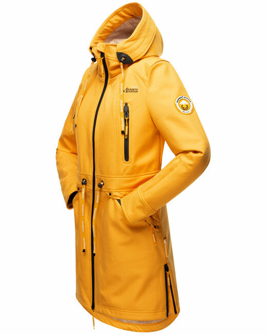 Marikoo Racquelle softshell jakna ženska s kapuljačom, amber yellow