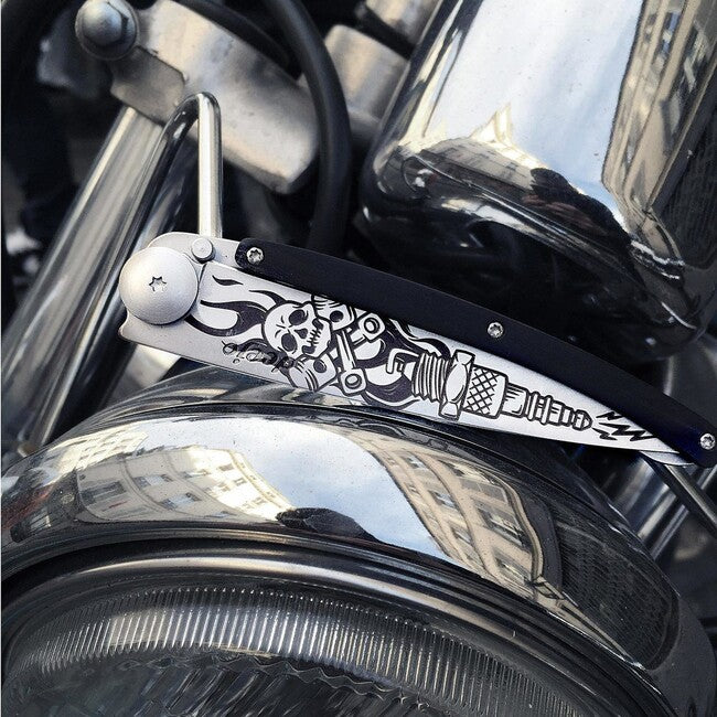 Deejo Tattoo Biker sklopivi nož ebony wood