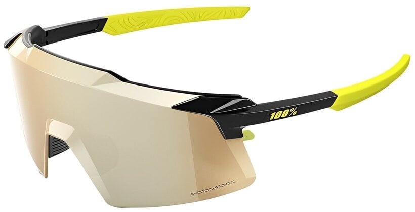 100% Aerocraft sunčane naočale, Gloss Metallic Black - Gold Mirror Photochromic