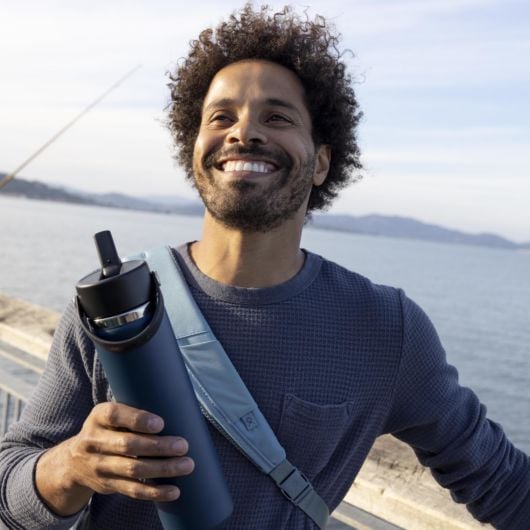 Hydro Flask Wide Mouth termoboca Flex Straw Cap 24 OZ 710 ml široka s nastavkom, indigo
