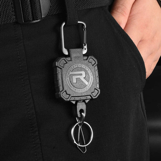 Leguon Keyhex karabiner na ključeve s čeličnim užetom, maslinasto zeleni