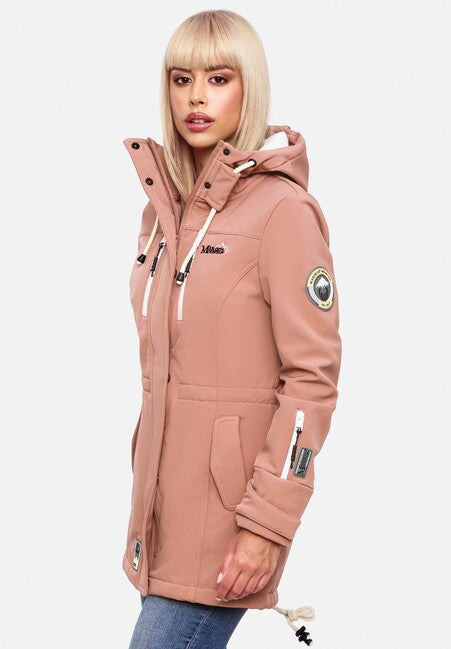 Marikoo Zimtzicke ženska softshell jakna zimska s kapuljačom, terakota