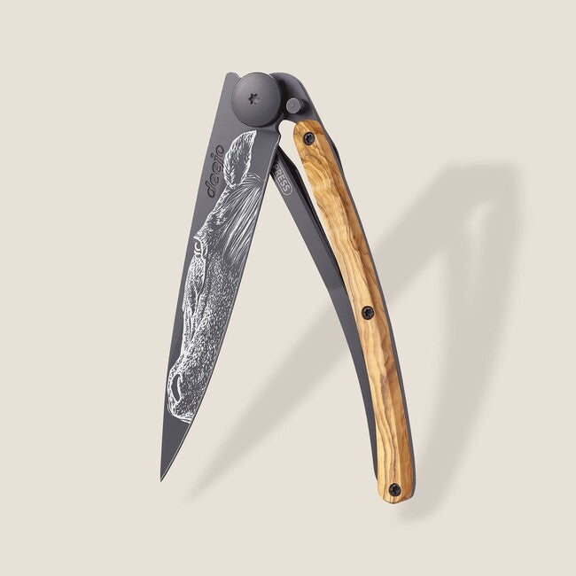 Deejo Black tattoo sklopivi nož olive wood warmblood