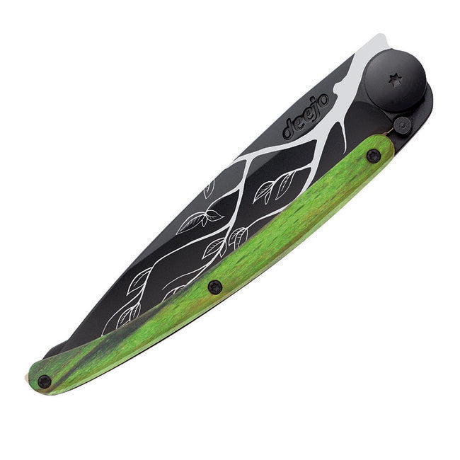 Deejo sklopivi nož Tree Black tattoo green beech