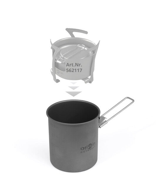 Origin Outdoors Titanium titanijski trekingski lonac/šalica s izljevom i sklopnom ručkom Camping Pot, 750 ml