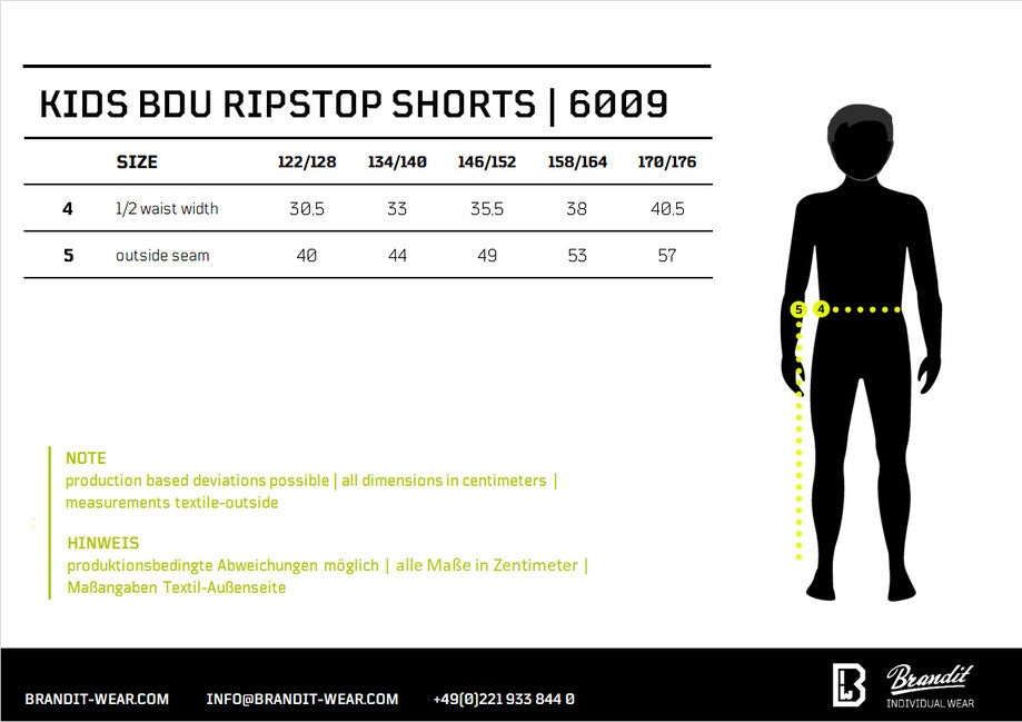 Brandit BDU Ripstop kratke hlače dječje, woodland