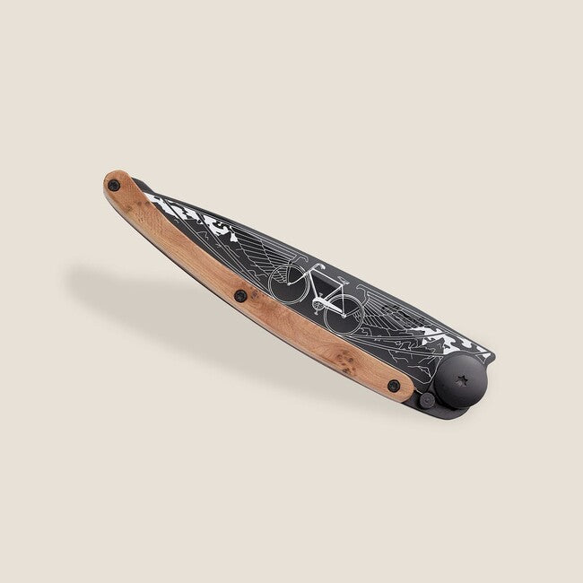 Deejo Bicycle sklopivi nož Black tattoo juniper wood