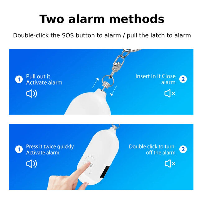 W&G SHIELD SOS vodootporni osobni alarm s LED svjetlom i gumbom za pokretanje, bijeli