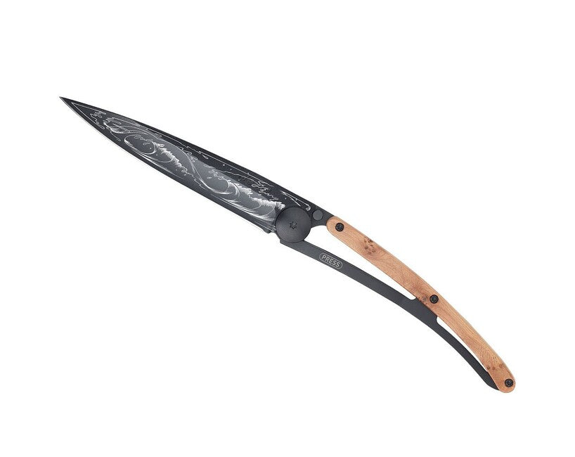 Deejo Wave sklopivi nož Ocean crni juniper wood wave