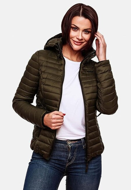 Marikoo Samtpfote ženska prijelazna jakna s kapuljačom, maslinasto zelena