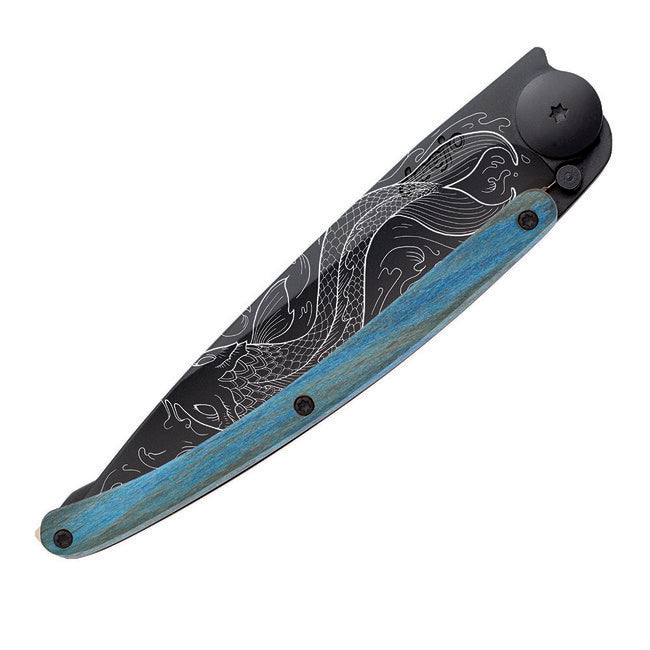 Deejo Fish sklopivi nož Black tattoo blue beech