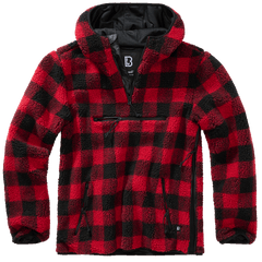 Brandit Worker pulover Teddyfleece, red/black