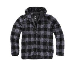 Brandit Worker flis jakna s kapuljačom Teddyfleece, crna/siva