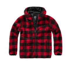 Brandit Worker flis jakna s kapuljačom Teddyfleece, crvena/crna
