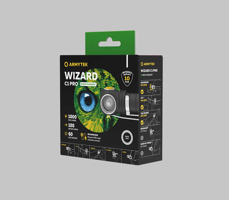 ArmyTek Wizard C1 Pro LED naglavna svjetiljka s magnetskim držačem i napajanjem iz akumulatora Magnet White, 1000 lm, 1440 h, 55 g