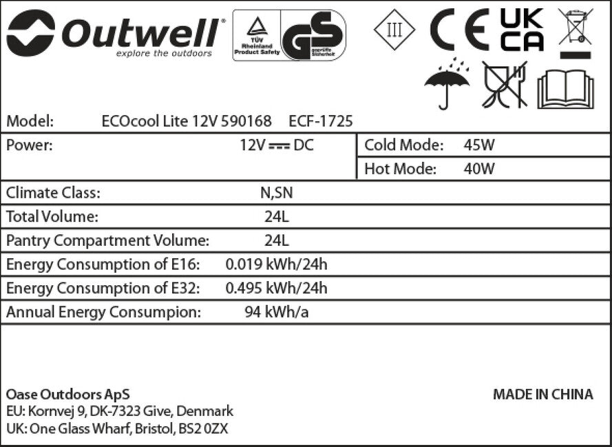 Outwell ECOcool Lite 24 kamping hladnjak 12V, tamnoplav