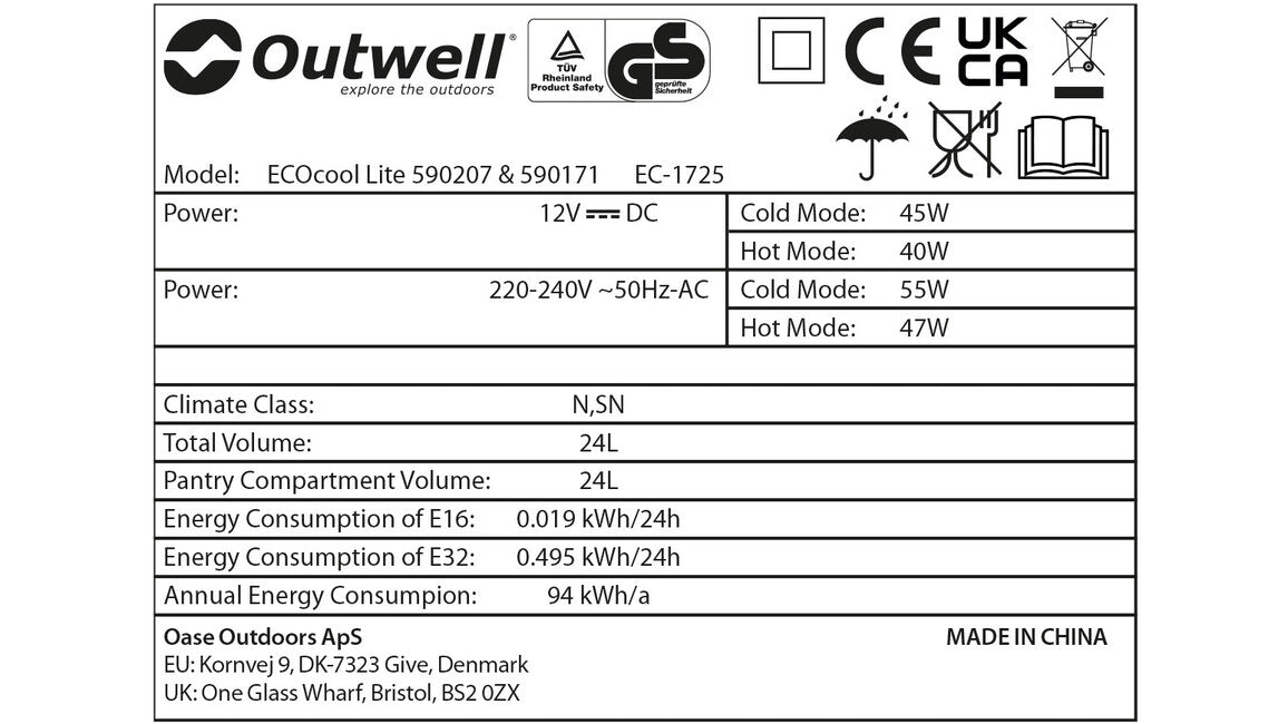 Outwell ECOcool Lite 24 kamping hladnjak 12V/230V, tamnoplav
