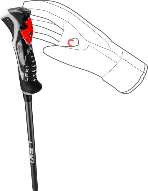 LEKI Carbon 14 3D skijaški štapovi za spust, crna/tamna antracitna/svjetlocrvena