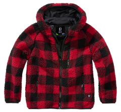 Brandit Teddyfleece jakna dječja s kapuljačom, crvena/crna