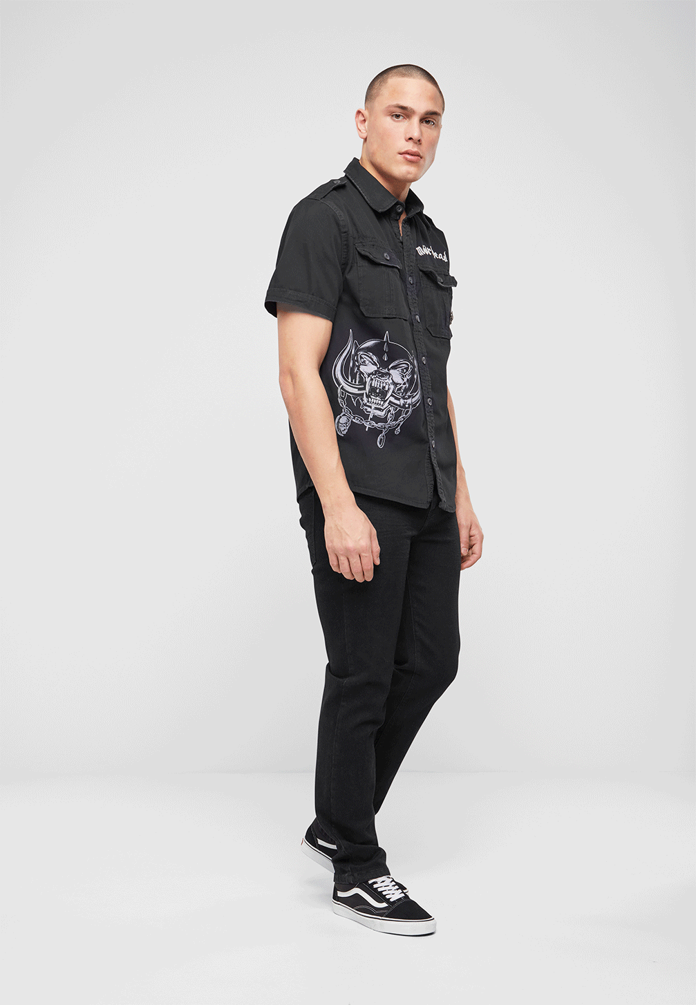 Brandit Motörhead Vintage košeľa s krátkymi rukávmi, čierna