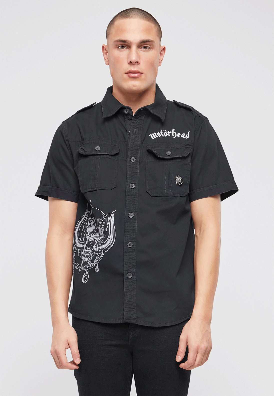 Brandit Motörhead Vintage košeľa s krátkymi rukávmi, čierna