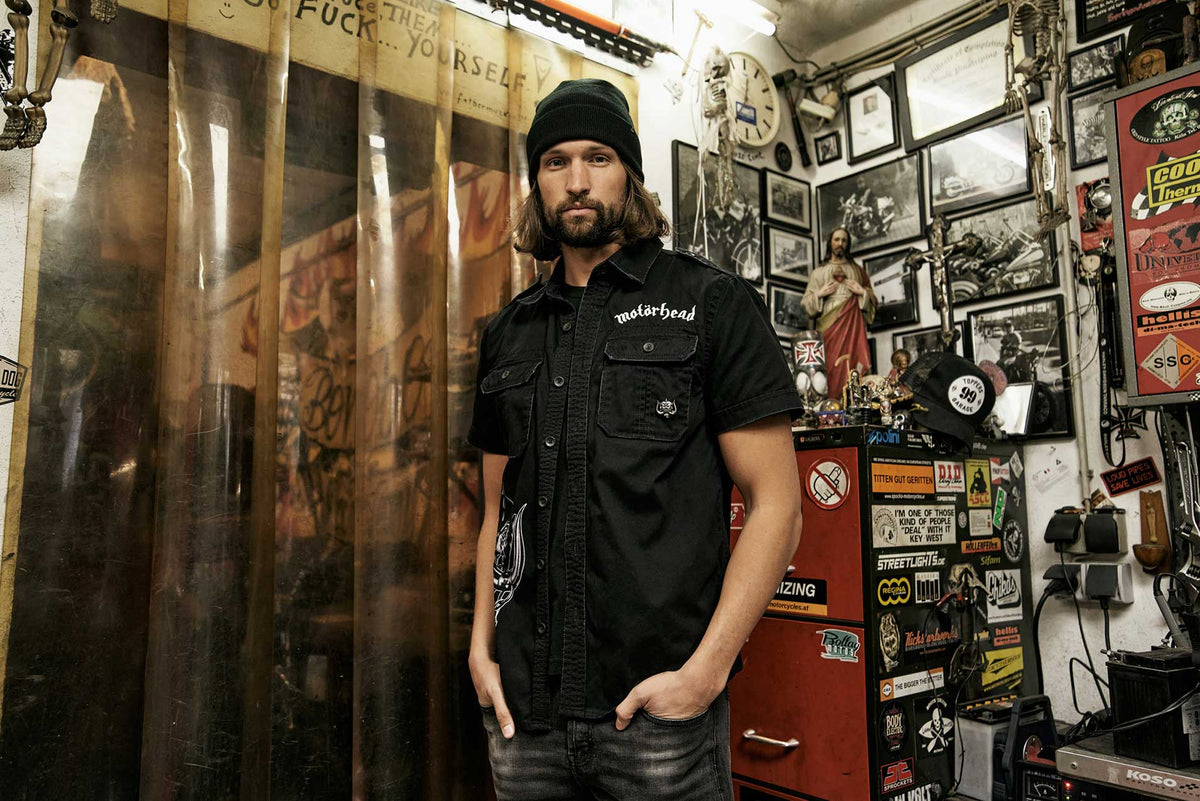 Brandit Motörhead Vintage košeľa s krátkymi rukávmi, čierna