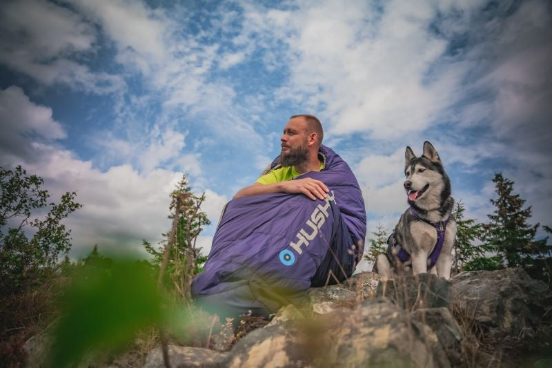 HUSKY Ember sintetička trosezonska vreća za spavanje dugačka, plava/siva