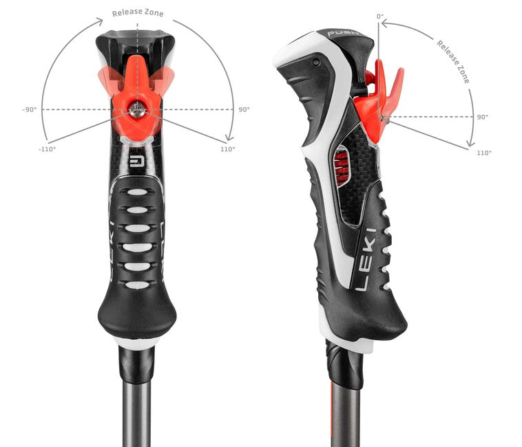 LEKI Carbon 14 3D skijaški štapovi za spust, crna/tamna antracitna/svjetlocrvena