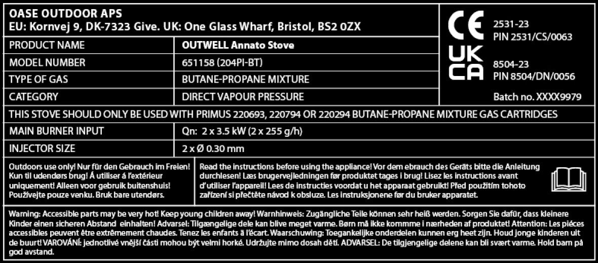 Outwell Anatto plinski štednjak