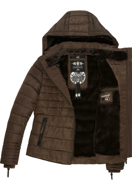 Marikoo Amber ženska zimska jakna s kapuljačom, Dark choco