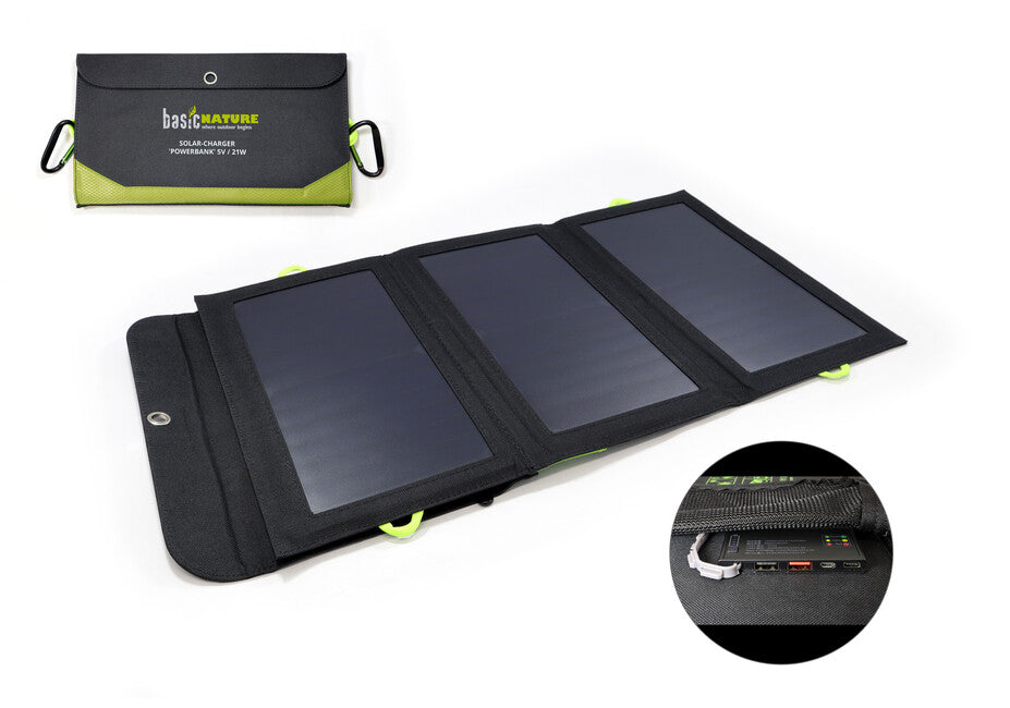 BasicNature Solarni punjač Powerbank 5V / 21W