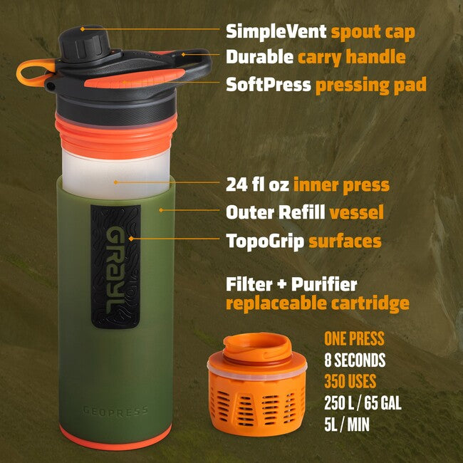 GRAYL GeoPress Purifier filtracijska boca, Oasis Green