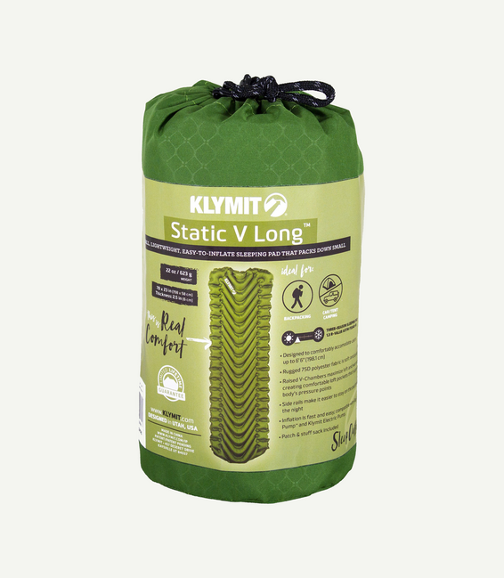 Klymit Static V Long podloga za spavanje, zelena