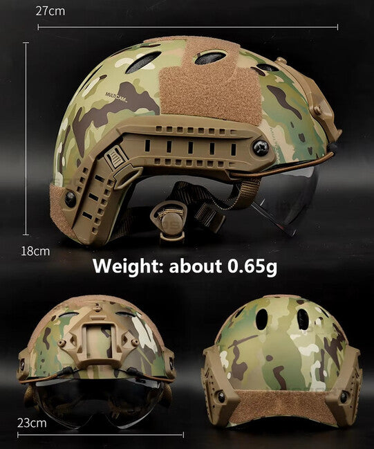 DRAGOWA Tactical Fast PJ taktička kaciga s naočalama Bolt, crna (bez certifikacije)